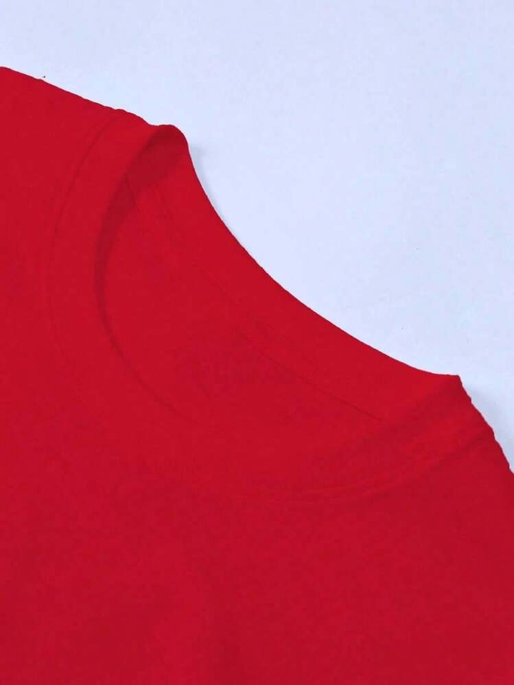 Women's 100% Cotton Short Sleeve T-Shirt - Round Neck, Ideal For Spring, Summer And Autumn - Breathable Casual And Sportswear, Basic Blouse For Everyday Wear And Leisure - [Red] - View 4