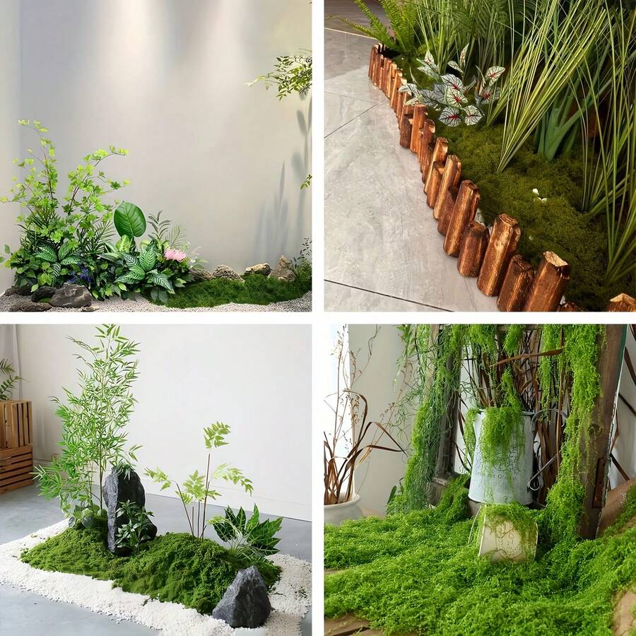 Outdoor Simulated Green Plant Artificial Moss - Realistic Green Leaves, For Indoor/Outdoor Landscape Beautification, Garden Decoration, Easy To Cut, Deep/Light Green, Perfect For Creating Natural Landscapes, Garden Enhancement | Realistic Texture | Multi-Functional Decorative Piece, Moss Decoration