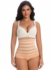 Women's High Waist Butt Lifter Shapewear Panty, Lace Trim & Breathable Mesh Waistband, Invisible Under Clothing, Tummy Control & Hip Shaping For All-Day Comfort - Apricot - View 7