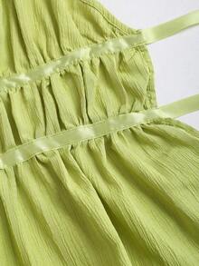 Conjunto de 2 piezas estilo francés relajado con camiseta sin mangas de cintura ceñida y pantalón ancho de pierna holgada, un conjunto de moda para mujeres - Verde - Ver 5