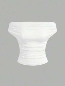 Set de 2 piezas Blusa con hombros descubiertos y volantes de unicolor, nueva ropa de verano versátil y combinable para mujeres - Multicolor - Ver 8