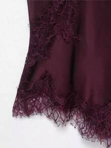 Seelio Nuevo Top de estilo lencería sexy con decoración de encaje, estilo europeo y americano, para mujer, color negro, para verano - Rojo violeta - Ver 10