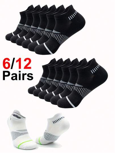 6/12 Pairs Men's Classic Crew Socks Unisex Sports Socks For Men Running Basketball Anti-Slip Outdoor Breathable Man Socks