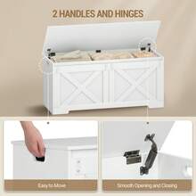 HaluPeit Banc de Rangement 109 cm, Coffre de Rangement, Meuble pour Entrée avec 2 Charnières Stables, 40 x 109 x 48,5 cm, Banc à Chaussures pour Couloir, Chambre, Salon, Blanc - Voir 5