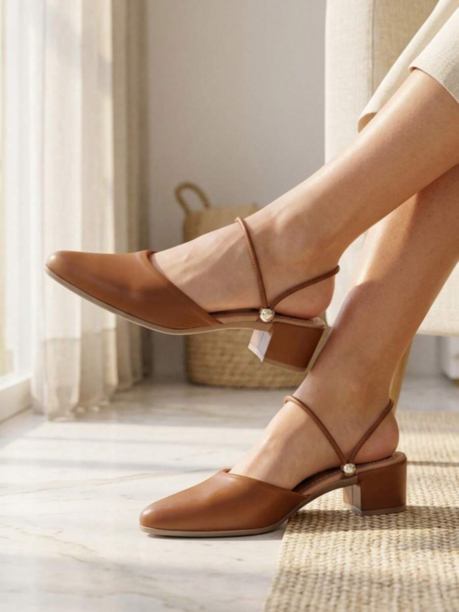 Women's 2 In 1 Mule Heel Medium Heel - Rust Brown - View 1