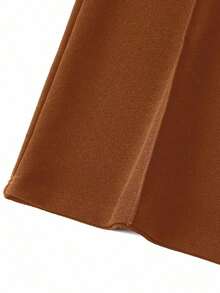 Pantalones anchos de cintura alta de unicolor de uso casual para mujeres - Marrón - Ver 4