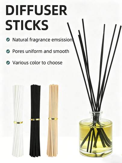 10/50/100 pièces Bâtonnets diffuseurs de parfum en rotin naturel, set de recharge, options de couleurs multiples, bâtonnets parfumés pour la maison et le bureau, convient pour la chambre, la salle de bain, le salon, élimination des odeurs, rafraîchissement de l'air