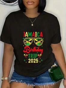 Camiseta 100% Algodón para Viaje de Cumpleaños a Jamaica, Vacaciones de Verano 2025, Camiseta Holgada, Casual y Versátil, Estilo Y2k - Blanco - Ver 1