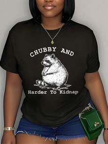 PremiumCamiseta de mujer de talla grande, con un diseño retro de un mono corpulento y la frase humorística "más difícil de secuestrar", perfecta para celebraciones navideñas o como un regalo original.Nueva llegada - Negro - Ver 6