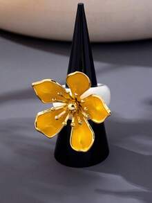 Bộ 2 chiếc/1 chiếc nhẫn thiết kế hoa năm cánh, ngọt ngào và thời trang, độc đáo và cá nhân hóa, phù hợp cho kỳ nghỉ và chụp ảnh, thanh lịch và sang trọng. - Vòng hoa - Xem 7