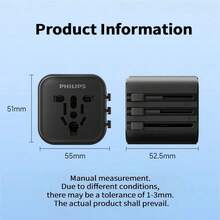 PHILIPS Bộ chuyển đổi nguồn du lịch đa năng SPB1013B/93, bộ chuyển đổi phích cắm đa quốc gia, tiêu chuẩn EU/US/UK/AU, nhỏ gọn và dễ mang theo. - Nhiều màu - Xem 7