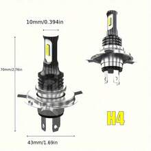 2 bóng đèn LED H4/9003/HB2, bóng đèn chip 3570 siêu sáng, 6000K, 10000 Lumen, không cần pin, 12-24V - 2 - Xem 3
