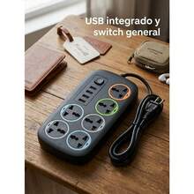 Unisex Multi-Outlet Power Strip With USB And Master Switch, Modern Style For Home/Office/Travel, Multi-Socket - Black - View 4