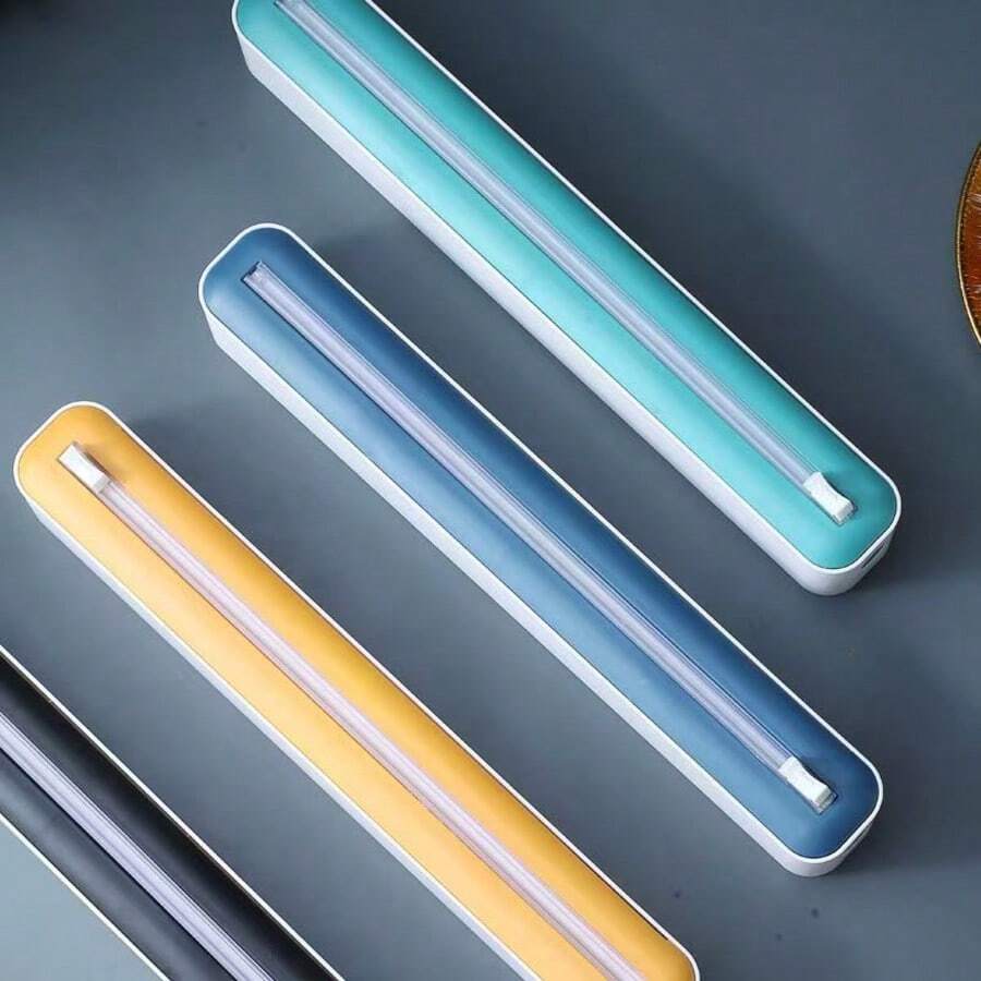 1 cái hộp đựng màng bọc thực phẩm 2 trong 1 kèm dao cắt, hộp đựng màng bọc thực phẩm có lưỡi cắt trượt, dao cắt màng bọc thực phẩm có cốc hút có thể nạp lại, hộp đựng màng bọc thực phẩm nhà bếp, giá đỡ cắt túi giữ tươi, hộp đựng màng bọc thực phẩm đa chức năng kèm dao cắt
