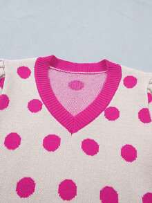 Acelitt Suéter de manga de pétalo con lunares rosas, ideal para vacaciones de primavera - Multicolor - Ver 5