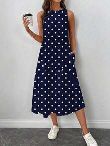 Vestido casual de mujer de longitud media con estampado, adecuado para primavera y verano - Multicolor - Ver 6