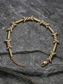 1pc Fashion Versatile Hip-Hop Thorn Zirconia Inlaid Luxury Bracelet, Suitable For Men And Women Daily Wear - Silver - View 5