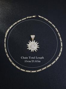 1pc Dây chuyền mặt hoa hướng dương đính đá zirconia mạ vàng 14K phong cách hiphop iced out thời trang, phù hợp đeo hàng ngày, quà tốt nghiệp, tiệc tùng, quà tặng hoàn hảo cho người yêu streetwear - Vàng - Xem 6