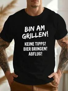 Camiseta divertida para hombre de talla grande con diseño arrugado alemán - Negro - Ver 1