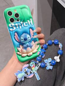 Disney Lilo & Stitch Phone Case With Stitch Charm And Stitch Lanyard - Cute Stitch Protective Case With Lotus Flower And Meditating Pose Design, Equipped With Delicate Stitch Decorative Lanyard And Beaded Bracelet For Easy Carrying, Compatible With IPhone 17, 16, 15, 14, 13, 12, 11 Pro Series, Ideal For Birthdays, Holidays, Anniversaries, Graduation Gifts, Or Any Special Occasion To Surprise Family, Friends, Classmates, And Loved Ones. - trắng - Xem 4