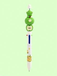 1pc Creative Multicolor Ballpoint Pen Set, Floral And Apple Pattern Ballpoint Pens, Providing 4 Colors For Various Uses, 0.7mm Smooth Writing, Student Stationery, Office Supplies, High Capacity Exam Writing Pen, Suitable For Note-Taking, Error Correction And Highlighting - Ballpoint Pen - View 13
