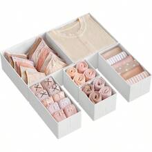 Scatola portaoggetti per cassetti, set di 6, organizer per cassetti, scatola pieghevole, organizer per biancheria intima, scatola in tessuto per calzini, biancheria intima, reggiseni, cravatte e sciarpe, bianco nuvola RDZ006W01 - Bianco nuvola - Visualizzare 1