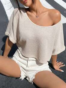 Camiseta de mujer de punto a rayas de estilo minimalista y casual, de un hombro, con efecto dopamina, adecuada para el uso diario, citas, reuniones, otoño/invierno/verano, Navidad, Año Nuevo, Acción de Gracias, fiestas, bodas, playa, ceremonias de graduación, moda, elegante, casual, salidas, citas, reservas, viajes, brillante, Día de San Valentín, vacaciones, Y2K y otras ocasiones. - Albaricoque - Ver 8