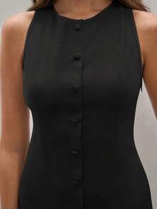 Vestido mini de unicolor para mujer, de moda para el verano - Negro - Ver 4