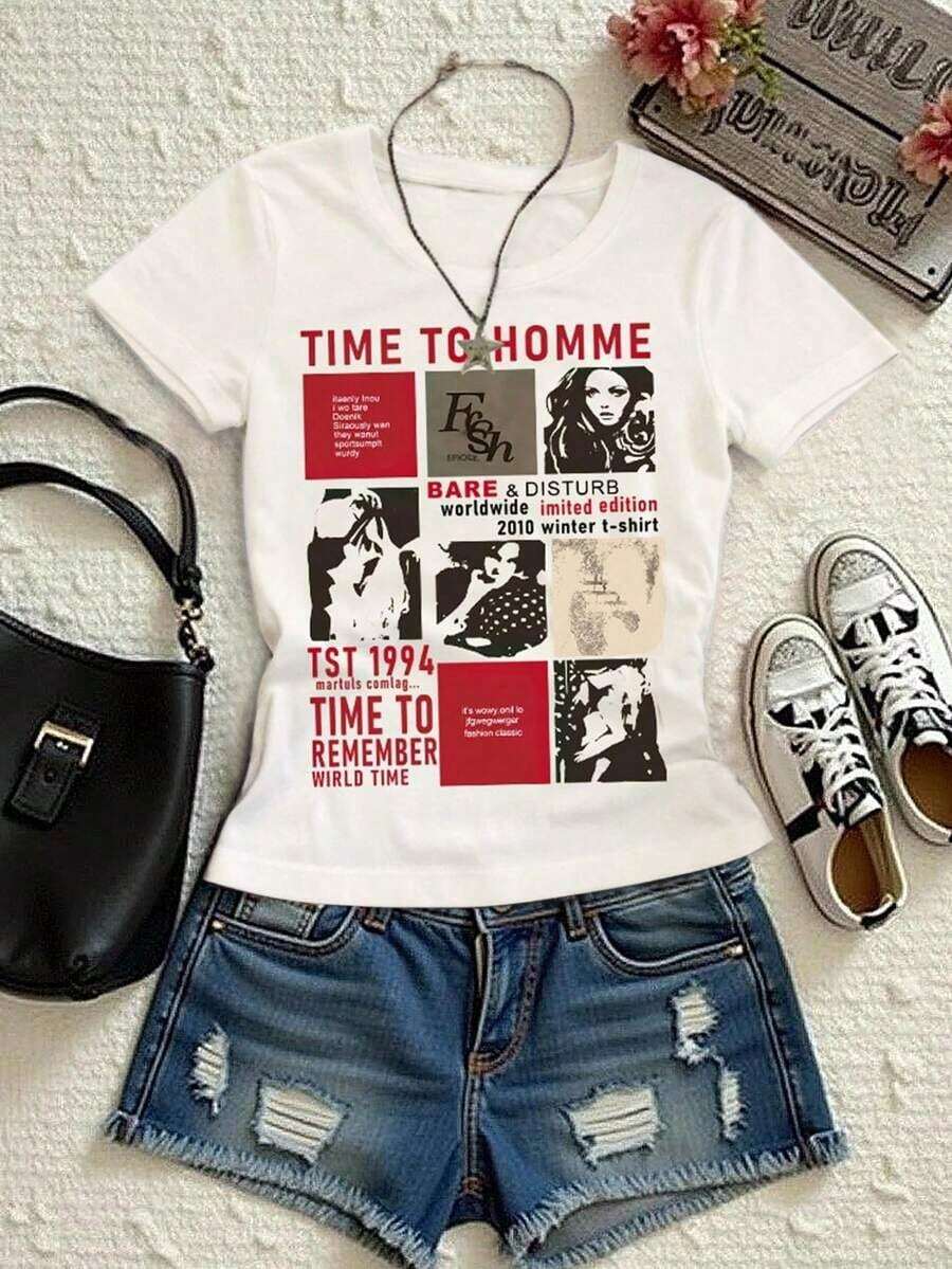 Women's All Kinds Of Prints, Jacket, Crew Neck T-Shirt, Casual, For Office, For Travel, Very Popular, Sporty Style, Print/Pattern, 100% Cotton T-Shirt, Casual T-Shirt, Comfortable, Soft, Breathable. The Latest Popular Bestseller Women's Casual Short Sleeve Crew Neck T-Shirt With Cat Print, For Summer - 彩色 - 查看 1