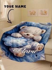 1 Stück anpassbare Text-Decke, Teddybär-Muster, personalisierte Decke, personalisierte Baby-Decke, Neugeborenen-Decke, geeignet für Muttertag, Geburtstag, Kindertag, Vatertag, Abschluss, Weihnachten, Halloween, geeignet für Zuhause Sofa, Bett, Auto, Schlafzimmer, Wohnzimmer, Sofa-Decke, Kinder-Decke - Verschiedenfarbig - Übersicht 16