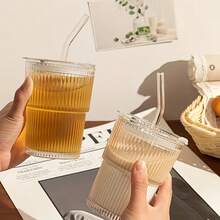 高品质时尚透明直条纹玻璃杯,加厚底部,防滑竖条纹,适用于冰美式咖啡、拿铁、水果茶、苏打水、咖啡、奶茶、冷饮,居家、办公、送礼皆宜,时尚实用。 - 高顏值透明圖案玻璃杯 - 查看 7