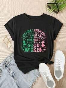 Porque te conocí, me cambié para siempre. Camiseta casual con estampado a la moda para mujer, adecuada para todas las estaciones.  
 -Blanco - Negro - Ver 2