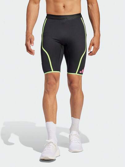  adidas Adizero Fluorescent Color Block Series | Pantalones cortos de entrenamiento para maratón para hombre, confeccionados con tejido transpirable y de alta elasticidad.