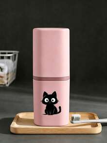 Organizador de baño todo en uno | Hecho de material PP duradero, anti-caída y de larga duración. El diseño llamativo presenta un lindo patrón de gato, con una taza de enjuague desmontable para una higiene diaria conveniente. El interior espacioso puede organizar varios artículos de tocador, incluidos pasta de dientes, peines, maquinillas de afeitar, convirtiéndolo en un elemento esencial para el hogar y los viajes. - Multicolor - Ver 11