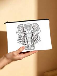 Bohemian Mandala Animal DIY Coloring Cosmetic Bag, Black & White Line Art Toiletry Pouch, Customizable Color-Your-Own Makeup Organizer, Travel Essentials, Perfect Gift For Craft Lovers - Multicolor - View 3