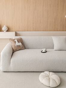 1pc Plush Velvet Sofa Cover, Stretch Multi-Purpose Full Coverage Sofa Slipcover With Jacquard Design, Protect Sofa & Decorate For Holidays, Suitable For Sectional Sofa, Small Sofa, Straight Sofa - Light Grey - View 3
