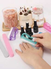 1/4pcs Plastic Multi-Color Nail Brush, Hand Cleaning Brush, Nail Care Soft Bristle Cleaning Tool - Multicolor - View 3