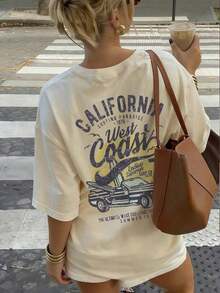 Respirable Camiseta de mujer vintage con estampado de cerezas rojas, tela transpirable y cómoda con estampado de eslogan positivo, ajuste holgado estilo universitario estadounidense retro, adecuada para uso diario, estilo callejero, día de autocuidado o regalo casual de Acción de Gracias, vacaciones de verano, top deportivo mujer - Albaricoque 2 - Ver 6