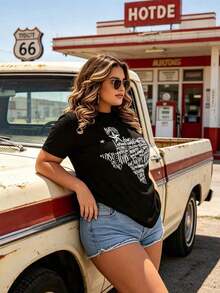 Women's And Unisex Texas Urban Clothing, Oversized Crew Neck T-Shirt For Daily Outings, Camping, Concerts, Hip-Hop, Rock And Rap Events, Pride T-Shirt With Map Design Of Texas Cities And Towns, Soft, Breathable And Lightweight T-Shirt, Casual Summer Outfits, Barbecues, Texas-Themed Events, Machine Washable. - 黑色 - 查看 2