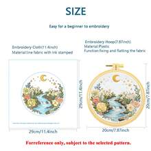 3 Sets Mori Style Embroidery Kits - Lily Of The Valley Rabbit/Starry Stream/Moonlit Forest DIY Handmade Embroidery, Healing Artistic Home Decor - Multicolor - View 3