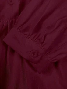 ii Blusa de manga larga con volantes, parches de encaje y unicolor casual blanca para primavera - Burdeos - Ver 6