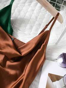 Clasi Camisola de cuello drapeado de 2 piezas para mujer para el verano - Verde Oscuro - Ver 3