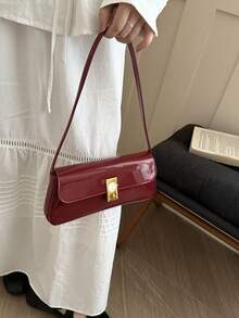 New Summer Phone Pouch, Glossy Underarm Bag, Small Backpack - Burgundy - View 10