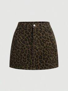 Minifalda vaquera casual de algodón rojo para mujer - Multicolor - Ver 1