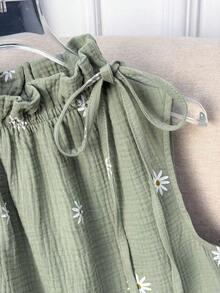 Blusa sin mangas con estampado floral diminuto y cuello con volantes, casual de verano para mujer - Multicolor - Ver 8