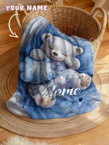 1 Stück anpassbare Text-Decke, Teddybär-Muster, personalisierte Decke, personalisierte Baby-Decke, Neugeborenen-Decke, geeignet für Muttertag, Geburtstag, Kindertag, Vatertag, Abschluss, Weihnachten, Halloween, geeignet für Zuhause Sofa, Bett, Auto, Schlafzimmer, Wohnzimmer, Sofa-Decke, Kinder-Decke - Verschiedenfarbig - Übersicht 11