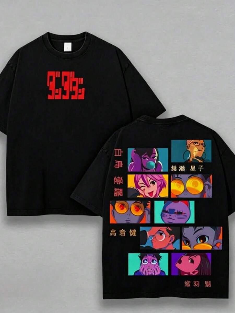 Camiseta streetwear con gráfico de gatos estilizados,100% algodón, diseño vibrante, talla S-3XL, ropa cómoda para hombre y mujer - Negro - Ver 1