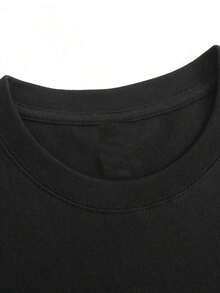 Camiseta de Mujer - Estampada, Cuello Redondo, Adecuada para Todas las Temporadas, Top Casual Elegante para Fiestas, a la Moda, Entrega Local.Tops de algodón de verano, elegantes y cómodos, perfectos para fiestas informales y como esenciales de verano. 100% algodón. - Negro - Ver 5