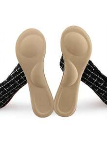 1 Pair Women's Arch Support 3/4 Length Shoe Insoles, Soft Cushioning Anti-Slip Full-Length Insoles Suitable For High Heels, Sandals And Wedges In Summer - Beige - View 4
