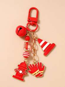 1pc Fire Cone Keychain, Ambulance & Firefighter Equipment Keyring, Bag Pendant - Multicolor - View 13